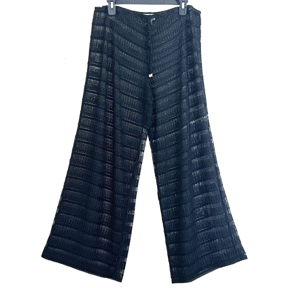 Jordan Taylor Women's Black Arrow Chevron Sheer Pull-On Cover-Up Pants XL.